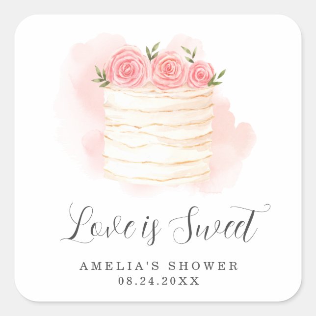 Love Is Sweet Bridal Shower Square Sticker (Front)