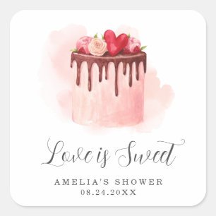 Love Is Sweet Bridal Shower Square Sticker
