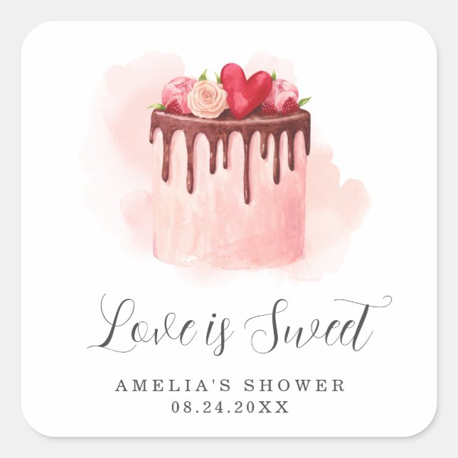Love Is Sweet Bridal Shower Square Sticker (Front)