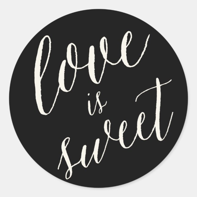 Love Is Sweet Calligraphy Script Wedding Stickers (Front)