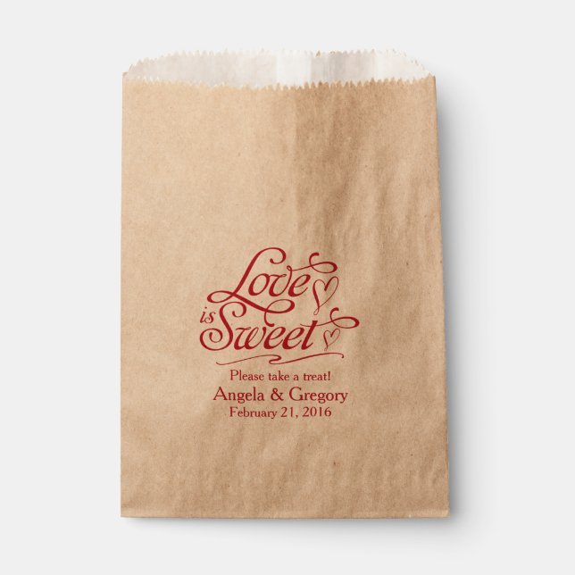 Love is Sweet Candy Buffet Dessert Buffet Wedding Favour Bags (Front)