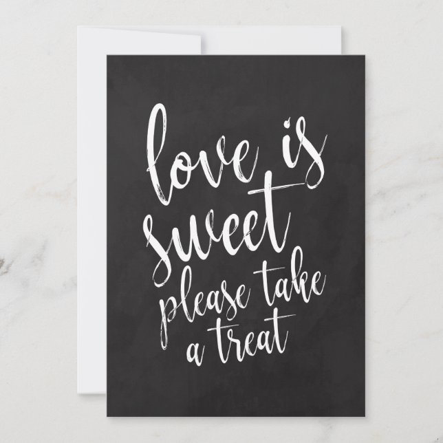 Love is Sweet Chalkboard Wedding Favours Sign Invitation (Front)