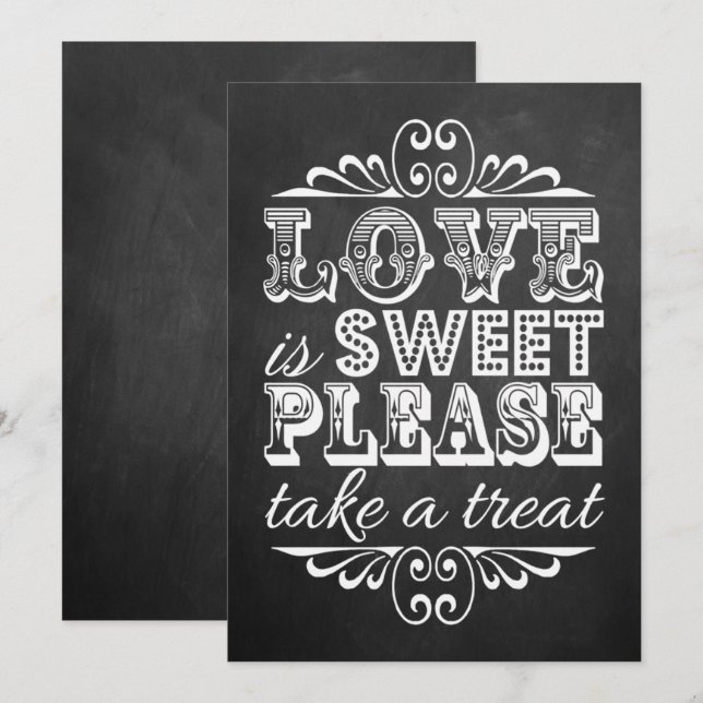 Love Is Sweet - Chalkboard Wedding Sign (Front/Back)