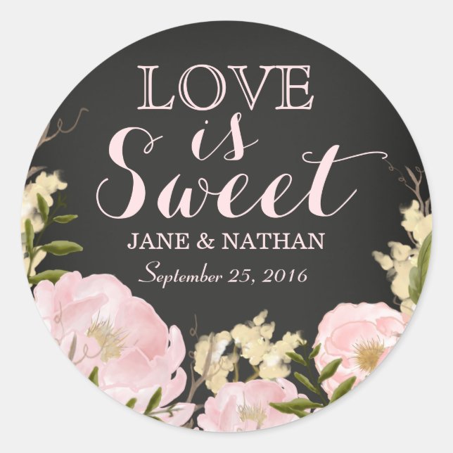 Love is Sweet Chalkboard Wedding Sticker (Front)