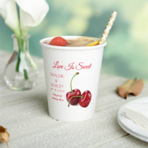 Love Is Sweet Cherry Fruit Wedding Paper Cups