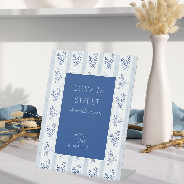 Love is Sweet Chinoiserie Wedding Favour Table Sig Pedestal Sign (Love is Sweet Wedding Treat Table Sign from the Chinoiserie Wedding Collection by Darling & May)