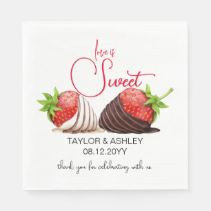 Love is Sweet Chocolate Covered Strawberries Napkin
