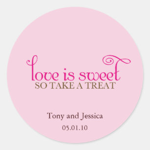 love is sweet classic round sticker