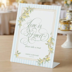 Love is Sweet Coastal Lemon Wedding Pedestal Sign