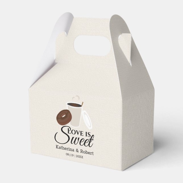 Love Is Sweet Coffee and Doughnut | Wedding Favour Box (Front Side)