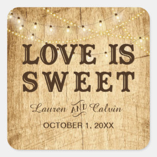 Love is Sweet country wedding favour sticker