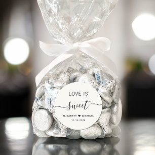 Love Is Sweet Cream Wedding Favour Classic Round Sticker