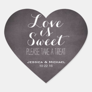 Love is sweet custom candy buffet wedding favour heart sticker
