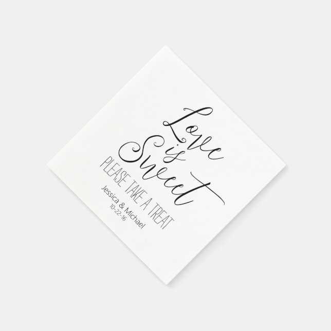 Love is sweet custom modern minimalist wedding napkin (Corner)