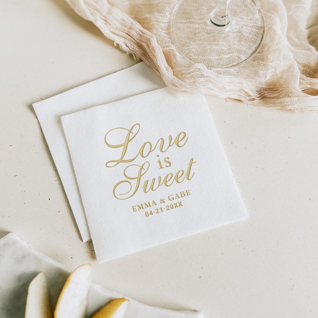 Love is Sweet Custom Script Wedding Monogram Foil Napkins (Creator Uploaded)