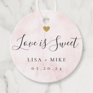 Love is Sweet Custom Wedding Candy Pink Watercolor Favour Tags