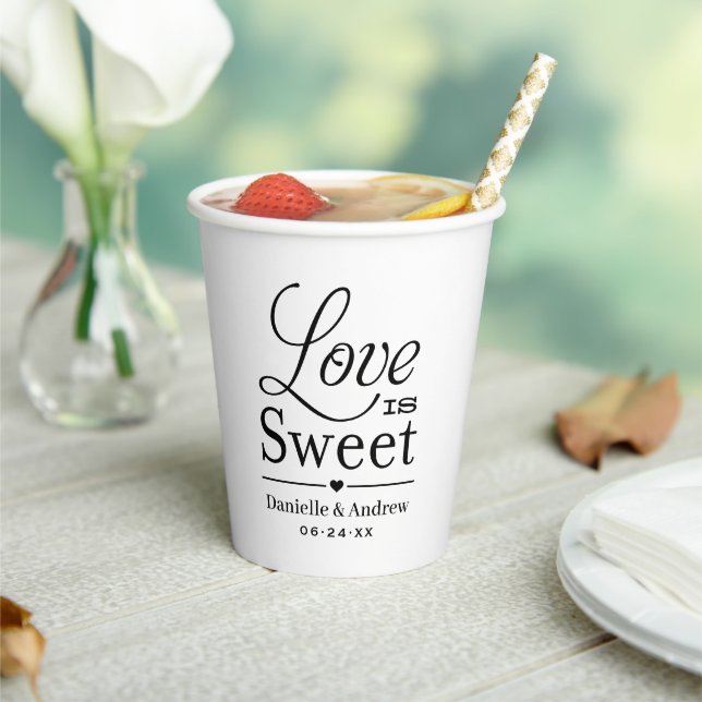 Love is Sweet Custom Wedding Monogram Paper Cups (Insitu)