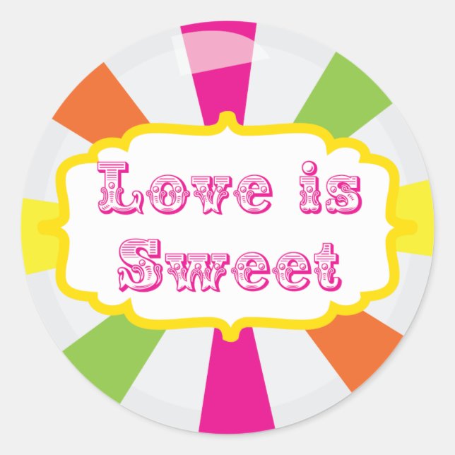 Love is Sweet Cute Candy Buffet Sticker (Front)