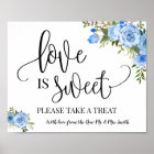 Love is Sweet dessert table sign wedding blue