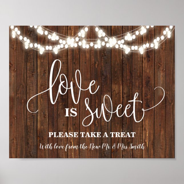 Love is Sweet Dessert Table Sign Western Wedding (Front)