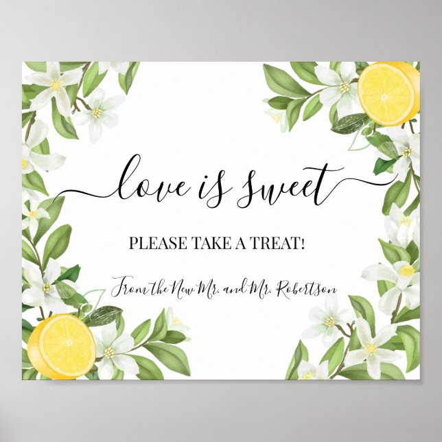 Love is Sweet Dessert Table Wedding Greenery Sign (Front)