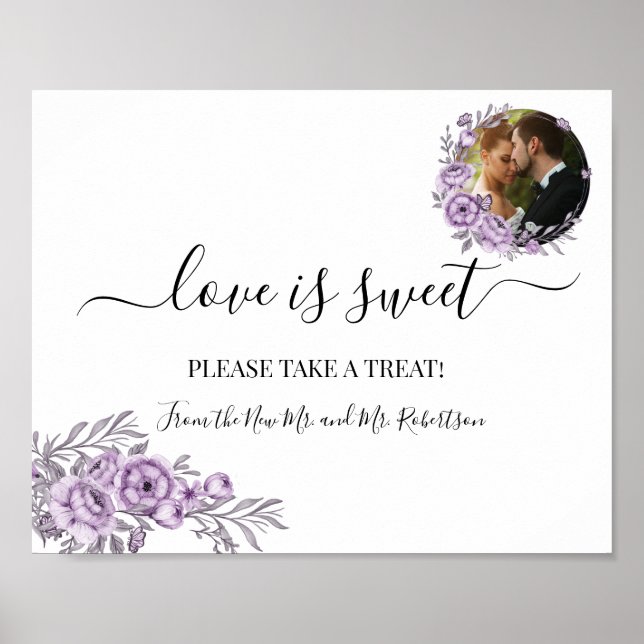 Love is Sweet Dessert Table Wedding Greenery Sign (Front)