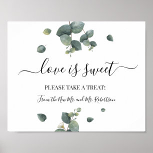 Love is Sweet Dessert Table Wedding Greenery Sign