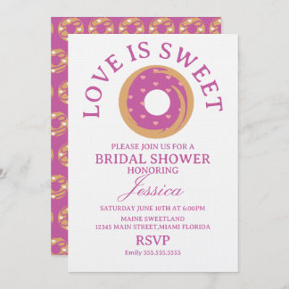 Love is sweet donut with hearts Bridal Shower Invitation