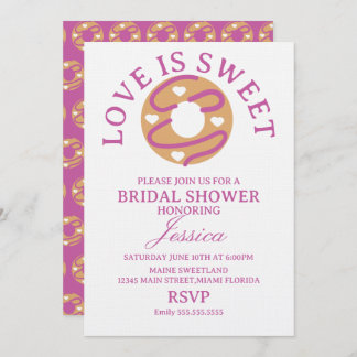 Love is sweet donut with hearts Bridal Shower Invitation