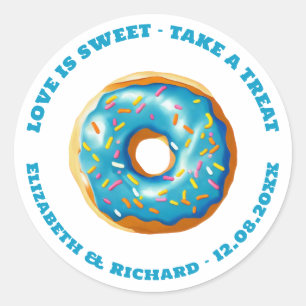 Love is Sweet Doughnut Wedding Classic Round Sticker