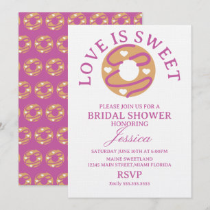 Love is sweet doughnut with hearts Bridal Shower Invitation
