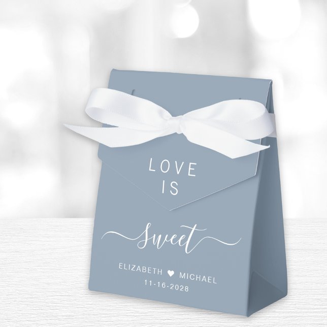 Love Is Sweet Dusty Blue Wedding Favour Box (Creator Uploaded)