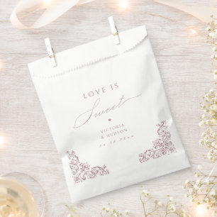 Love is Sweet Dusty Pink Elegant Vintage Wedding Favour Bags