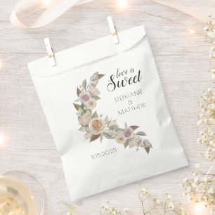 Love Is Sweet Dusty Pink Peach Roses Wedding Favour Bags