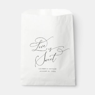 Love is Sweet Elegant Black and White Wedding Favour Bags
