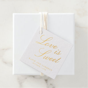 Love Is Sweet Elegant Gold Foil Wedding Favour Tags