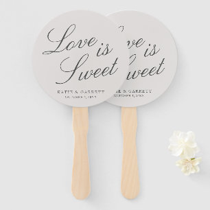 Love Is Sweet Elegant Grey Wedding Hand Fan
