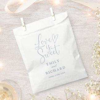 Love Is Sweet Elegant Modern Dusty Blue Wedding Favour Bags