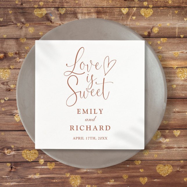 Love Is Sweet Elegant Modern Terracotta Wedding Napkin (Love Is Sweet Elegant Modern Terracotta Wedding Napkins)