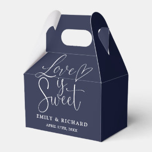 Love Is Sweet Elegant Navy Blue Wedding Favour Box