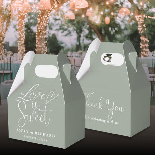 Love Is Sweet Elegant Sage Green Wedding Favour Box