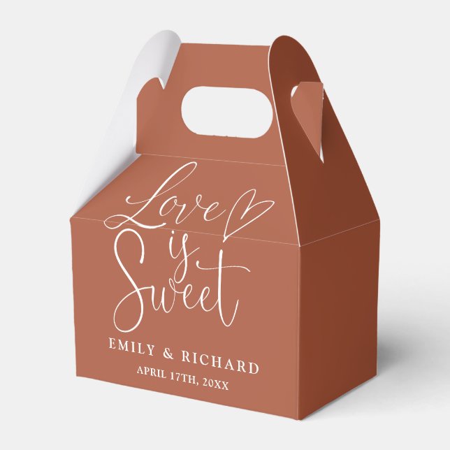 Love Is Sweet Elegant Terracotta Wedding Favour Box (Front Side)