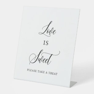Love Is Sweet – Elegant Wedding Dessert Table Pedestal Sign