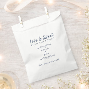 Love is Sweet Elegant Wedding Reception Navy Blue Favour Bags