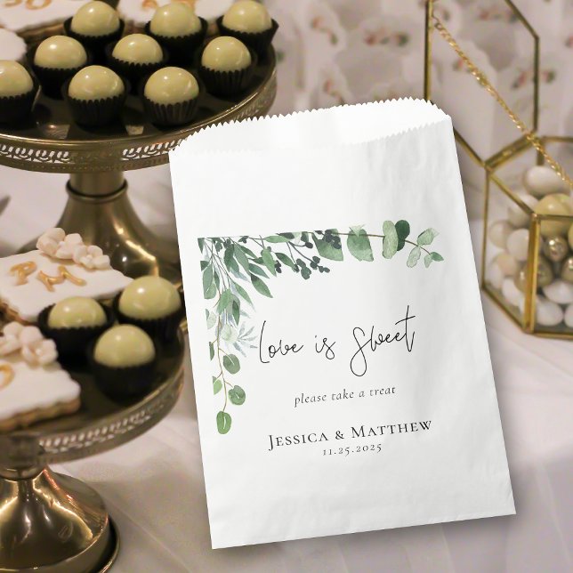 Love Is Sweet Eucalyptus Wedding Favour Bags (Love Is Sweet Eucalyptus Wedding Favor Bag)