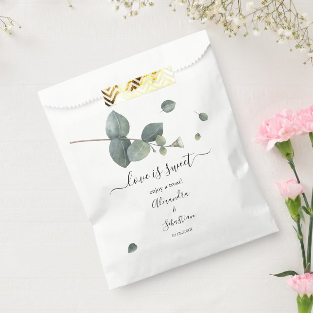 Love is Sweet Eucalyptus Wedding Sweet Treat Favour Bags (Sealed)