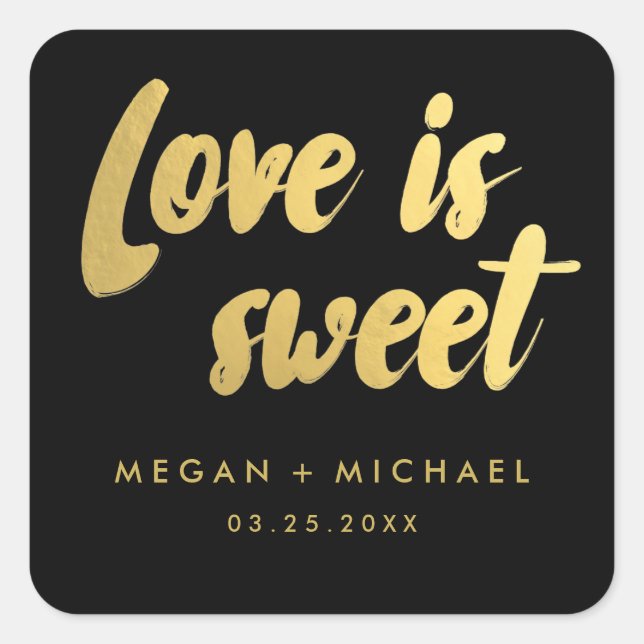 Love is sweet favor sticker | gold and black (Front)