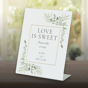 Love Is Sweet Favour Greenery Wedding Pedestal Sign