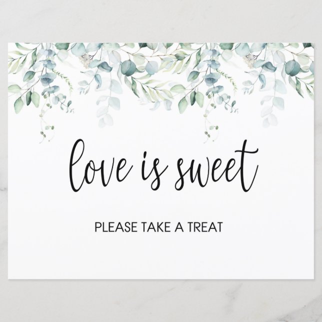 Love is Sweet Favours Sign - Eucalyptus Wedding (Front)