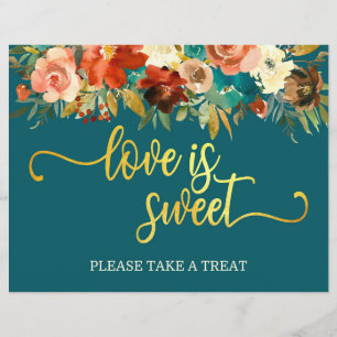 Love is Sweet Favours Sign - Teal & Orange Wedding